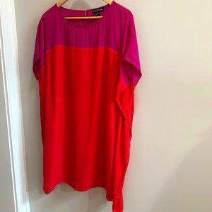 Tribal colorblock flowy fully lined dress red/purple  Size M